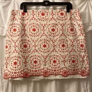 Loft Embordered Eyelet Above the Knee Cotton Skirt Size 14